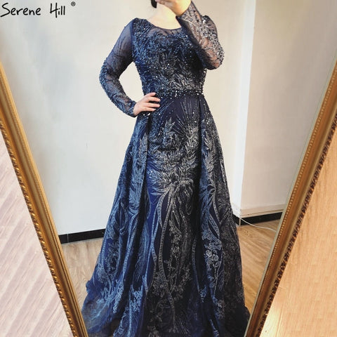 Muslim Pink Long Mermaid  With Train Luxury Evening Dresses Gowns for woman  party  Formal Dress  2025 LA70541