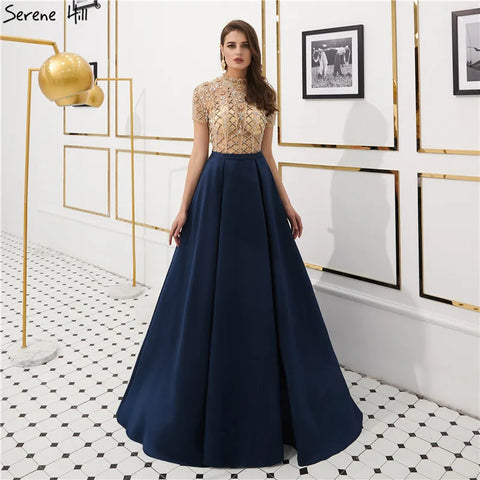 Robe de soirée tendance à col montant et manches courtes, perles et paillettes, en solde, sans retour ni remboursement, LA6568