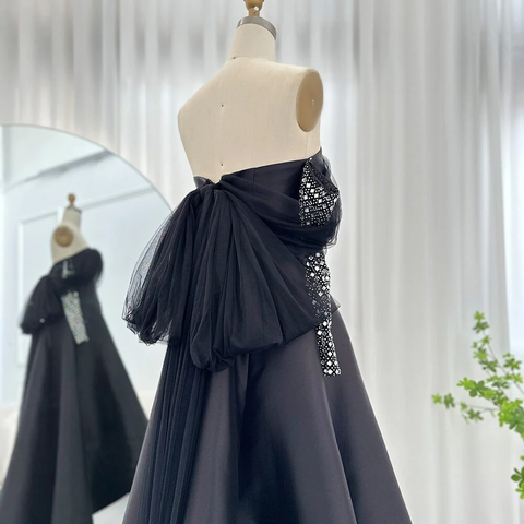 Vestidos de noche de lujo de Dubái para mujer, ideales para bodas, fiestas y eventos. Vestido negro de manga larga para gala o baile de graduación Y4621