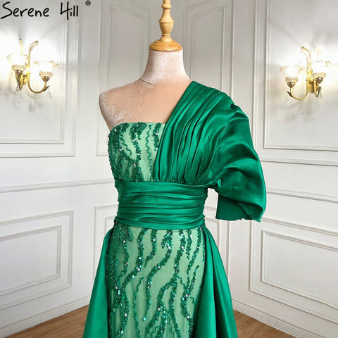 Green Mermaid With Train Evening Dresses Gowns 2025 Luxury Beading Elegant For Women Party LA71108