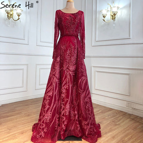 Muslim Pink Long Mermaid  With Train Luxury Evening Dresses Gowns for woman  party  Formal Dress  2025 LA70541