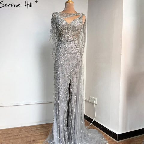 Luxus Champagner Sexy Split Abendkleider 2025 Diamant Sleeveless Meerjungfrau Formale Kleid Ruhigen Hill LA70301