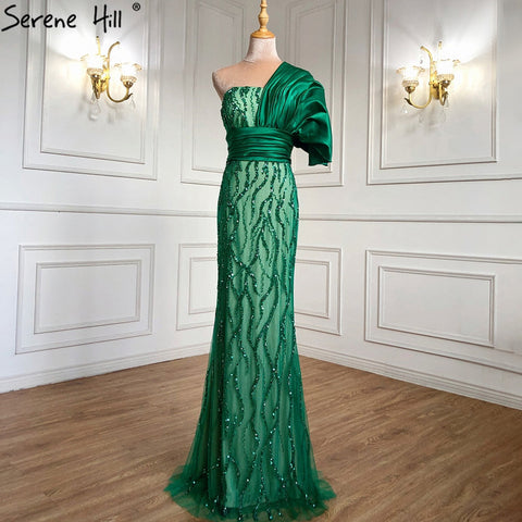 Green Mermaid With Train Evening Dresses Gowns 2025 Luxury Beading Elegant For Women Party LA71108