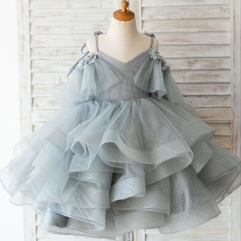 Ball-Gown/Princess Tulle Knee-length Birthday Flower Girl Dress