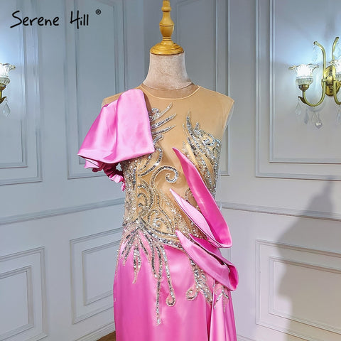 Robe de soirée sirène beige, élégante, en satin et perles, pour femme, tenue de soirée, LA71199, 2025 