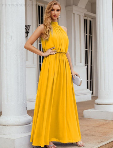 Robe de demoiselle d'honneur longue en mousseline de soie à col montant Baoleely, robe de soirée formelle, robe de bal, 28027