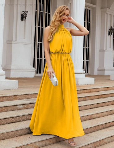 Robe de demoiselle d'honneur longue en mousseline de soie à col montant Baoleely, robe de soirée formelle, robe de bal, 28027