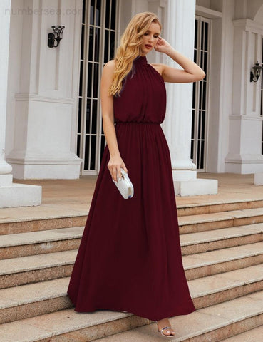 Robe de demoiselle d'honneur longue en mousseline de soie à col montant Baoleely, robe de soirée formelle, robe de bal, 28027