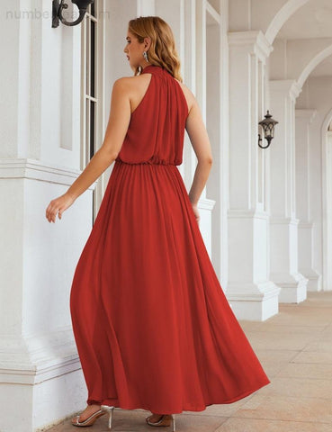 Robe de demoiselle d'honneur longue en mousseline de soie à col montant Baoleely, robe de soirée formelle, robe de bal, 28027