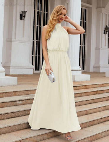 Robe de demoiselle d'honneur longue en mousseline de soie à col montant Baoleely, robe de soirée formelle, robe de bal, 28027