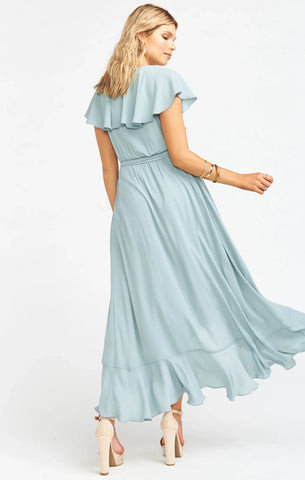 Pleated Chiffon High Low Midi Dress Chiffon Bridesmaid Dresses VMB38