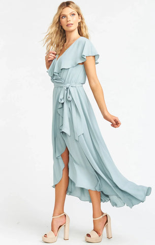 Pleated Chiffon High Low Midi Dress Chiffon Bridesmaid Dresses VMB38