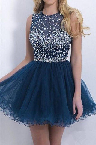 Lace A-line Beaded Halter Sweetheart Short Prom Dress, Cute Homecoming Dresses