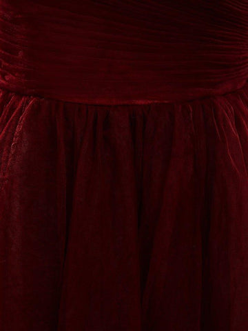 A-Line Knee Length Tulle Short Sleeves Bridesmaid Dress with See Through Bateau Neckline