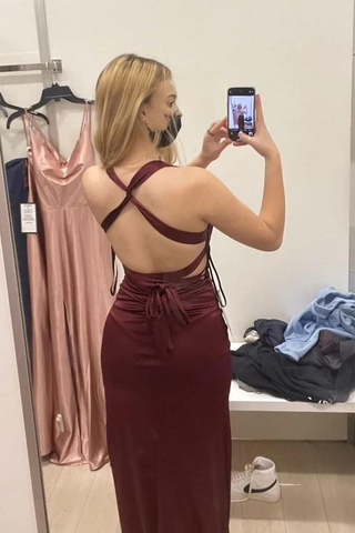 Vestido largo de noche formal para mujer, color verde azulado, con tirantes en la espalda, de satén, sin mangas, modelo Y2928