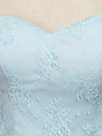 Robe de demoiselle d'honneur convertible en tulle et dentelle, longueur au sol, décolleté en cœur 