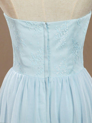 Robe de demoiselle d'honneur convertible en tulle et dentelle, longueur au sol, décolleté en cœur 