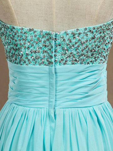 Vestido formal de noche de gasa con escote en forma de A y largo hasta el suelo con cuentas 