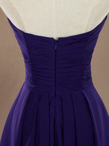 Robe de demoiselle d'honneur trapèze bustier en mousseline de soie, longueur au sol, avec plis croisés et fronces 