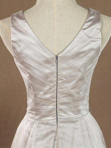 Robe de demoiselle d'honneur trapèze en tulle, col en V, longueur au sol, avec ceinture 