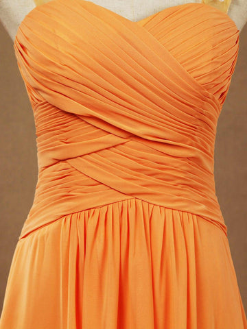 Robe de demoiselle d'honneur en mousseline, coupe trapèze, longueur au sol, avec bretelles perlées et fronces croisées 