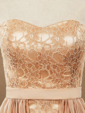 Baoleely Sheath Column Strapless Cocktail Party Prom Dress Short Lace match Long Chiffon Flap