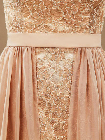 Baoleely Sheath Column Strapless Cocktail Party Prom Dress Short Lace match Long Chiffon Flap