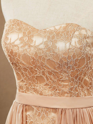 Baoleely Sheath Column Strapless Cocktail Party Prom Dress Short Lace match Long Chiffon Flap