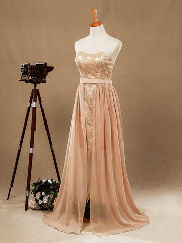 Baoleely Sheath Column Strapless Cocktail Party Prom Dress Short Lace match Long Chiffon Flap