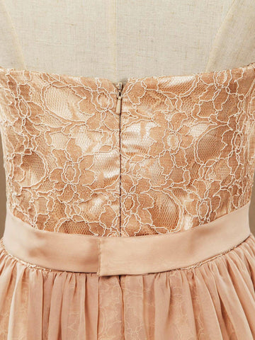 Baoleely Sheath Column Strapless Cocktail Party Prom Dress Short Lace match Long Chiffon Flap