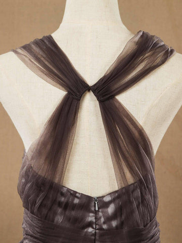 A-line Knee-length Tulle Bridesmaid Dresses Straps Sweetheart Open-back with Ruching