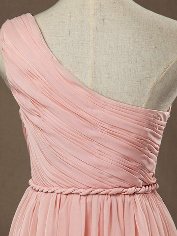 Vestido de dama de honor embarazada de gasa con corte en A, un hombro, largo hasta el suelo, cintura alta 