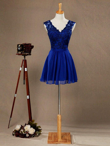 Robe de cocktail trapèze en mousseline de soie à col en V et dentelle, dos nu, robe de demoiselle d'honneur, robes de retour à la maison 