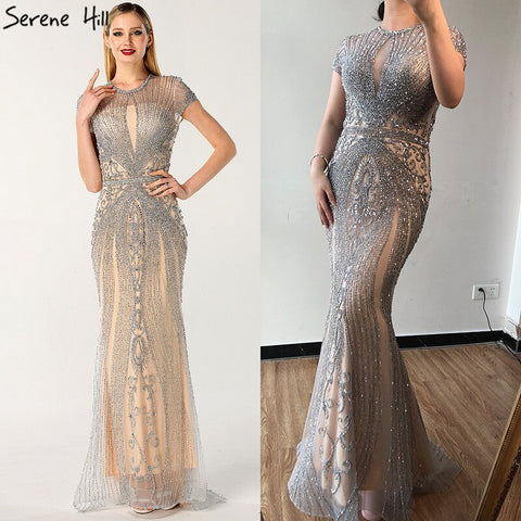 IN STOCK 2025 Luxury Cap Sleeve full diamond O-Neck Mermaid Evening Dresses Design Beading Evening Gowns Plus Size LA60742