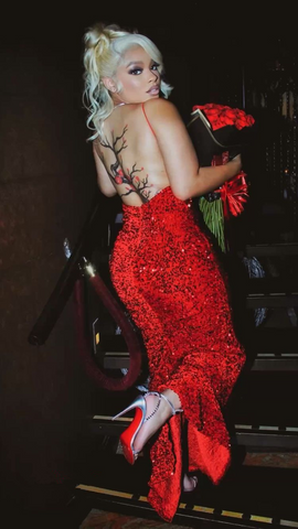 Vestido de noche rojo con lentejuelas, sexy y brillante, modelo Y2291