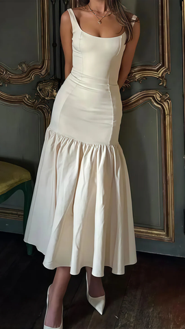 Robe de soirée sirène ivoire, longue robe de bal en satin Y8014