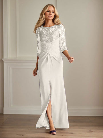 Plum Sheath Lace Stretch Crepe Mother of the Bride Dress