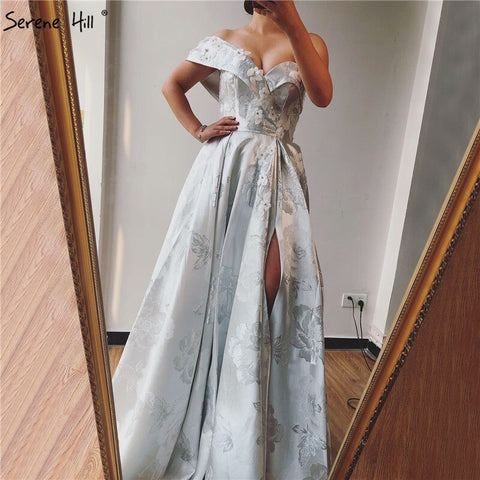 On Sale No Return No Refund  Sale Ivory One Shoulder Sexy Evening Dresses Long 2025 Dubai Handmade Flowers Diamonds Formal Dress LA60947