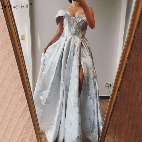 On Sale No Return No Refund  Sale Ivory One Shoulder Sexy Evening Dresses Long 2025 Dubai Handmade Flowers Diamonds Formal Dress LA60947