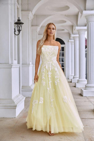 Robe de soirée longue en tulle et dentelle à bretelles spaghetti et col en V pour femme, tenue de bal, de mariage ou de soirée, 28112 