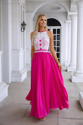 Robe de soirée dos nu sans manches en mousseline de soie et dentelle pour femme, tenue de bal, de mariage, de demoiselle d'honneur, 28120