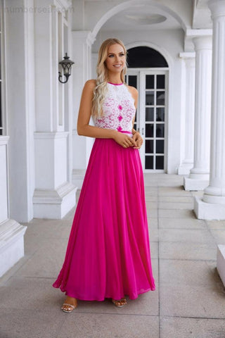 Robe de soirée dos nu sans manches en mousseline de soie et dentelle pour femme, tenue de bal, de mariage, de demoiselle d'honneur, 28120