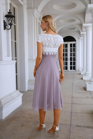 Robe de demoiselle d'honneur en mousseline de soie et dentelle, robe de bal, robe de soirée 28120 