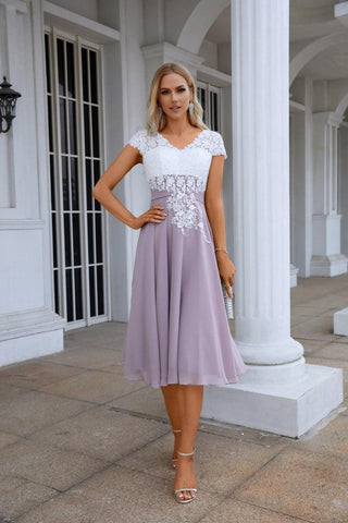 Robe de demoiselle d'honneur en mousseline de soie et dentelle, robe de bal, robe de soirée 28120 