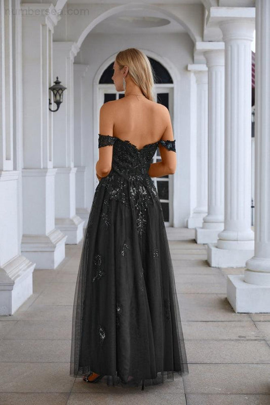 Ladies Chiffon V Neck Hanging Sleeves Tulle Embroidery Floor Length Bridesmaid Evening Dress Prom Party Wedding Evening Dress 28127