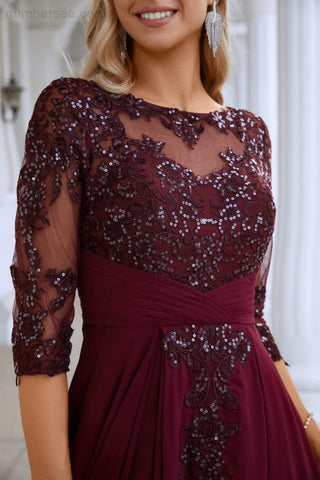 Vestido de noche de fiesta de boda, tul bordado con lentejuelas y escote en V para mujer, de gasa, SY28129