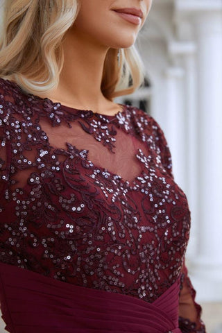 Vestido de noche de fiesta de boda, tul bordado con lentejuelas y escote en V para mujer, de gasa, SY28129