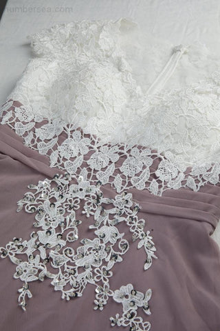 Robe de demoiselle d'honneur en mousseline de soie et dentelle, robe de bal, robe de soirée 28120 