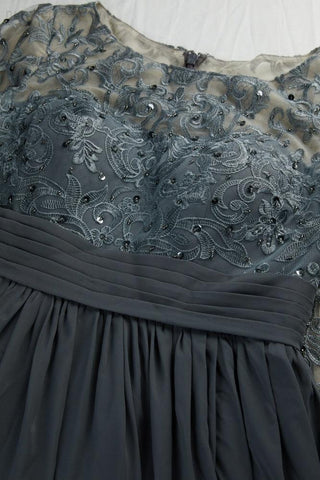 Robe de soirée en mousseline de soie à col rond et manches longues pour demoiselle d'honneur, robe de bal ou de mariage SY28114