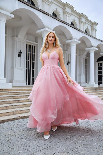 Ladies Organza V Neck Corset Puffy Floor Length Bridesmaid Evening Dress Beach Wedding Evening Dress 28100